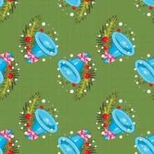 45" Christmas - Blue bells All over - green - 1 yd